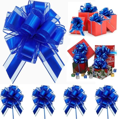 5 Stück Geschenkschleife Groß, 7.09 in(18cm)Geschenk Schleife, Große Schleife Riesen Schleife Geschenk. Große Pull Bow für Auto Dekor Hochzeit New Houses Party Feier Geschenkschleife Tüten-Blau