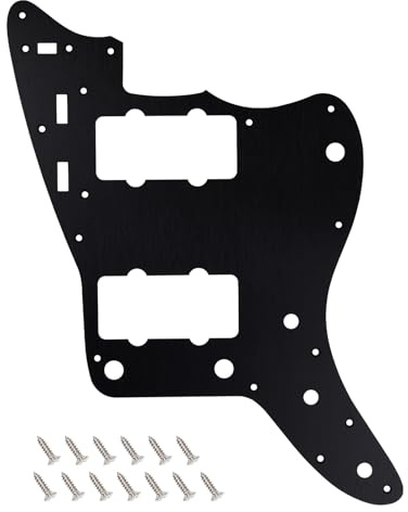 Banworks CNC-bearbeitete Aluminium Vintage 60er 1-lagige Jazzmaster Pickguard | JM Pickguard 13-Loch Gerade Kante Gitarre Pickguard Kratzplatte für Fender Ultra Jazzmaster JM Gitarren JT/HB-14 Schwarz