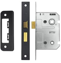 Bathroom Sash Lock 64mm with 45mm Backset Reversible Latch Privacy Mortice Lock for Bathroom Doors (Black)