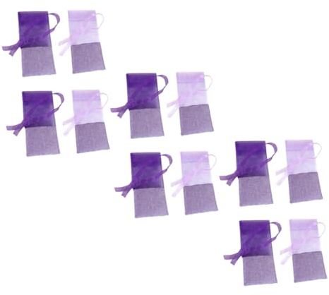 Sacchetti Profumati in Cotone e Garza alla Lavanda 24 Pezzi | Fiocco Incluso, Due Tonalità di Viola, per Spezie e Tè, Formato Leggero, Piacevole al Tatto