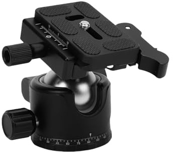 Luocute Rótula de Bola para Trípode de Cámara de Perfil bajo, Rótula de Bola Panorámica de Metal de 35 Mm Compatible con Placa Panorámica de Liberación Rápida de Aleación de Aluminio