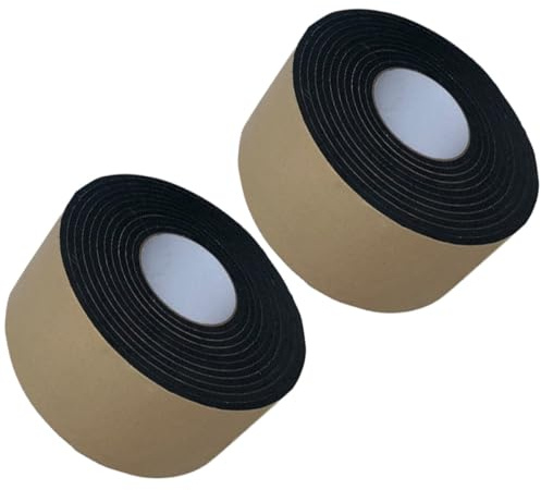Sosoport 2 Rouleaux de Ruban Adhésif Antichoc en Mousse EVA 5 MM Épaisseur Noir 5 CM Largeur X 5 M Longueur Bande D’Insonorisation et Ruban D’Étanchéité pour Isolation Fenêtres et