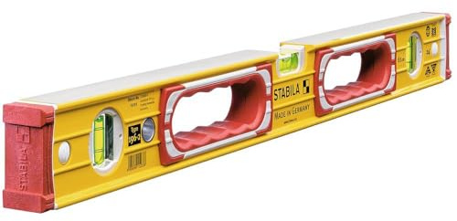 STABILA Niveau à bulle 196-2, 61 cm, alu extra-rigide, 1 fiole horizontale & 2 verticales, 2 poignées, embouts amortis, antidérapants, Made in Germnay