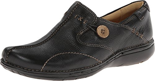 Clarks Women's UN.Loop Loafer, Black Leather, 6 UK