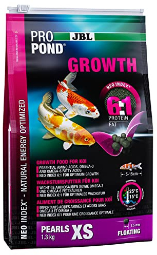 JBL Wachstumsfutter für Koi, Schwimmende Futterperlen, Spezialfutter, ProPond Growth, Größe XS, 1,3 kg