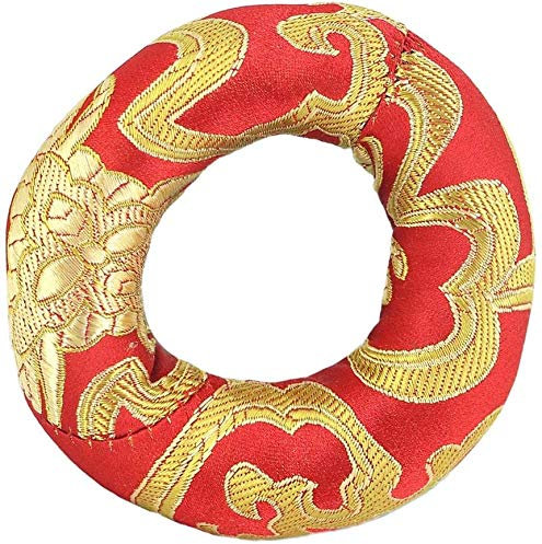 Tibetische Klangschalenkissen, handgefertigt, Seidenbrokat, rund, 8 cm, wie beschrieben, 8 cm