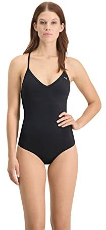 PUMA SWIM WOMEN V-NECK CROSSBACK SWIMSUIT 1P - C: black_T: XL