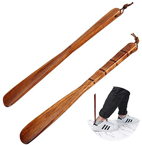 Gurxi Calzascarpe Lungo Calzascarpe Calzante per Scarpe Lungo Calzascarpe in Legno Calzascarpe Lungo Calzascarpe Lunghi di Faggio con Manico Lungo Forma Stretta per Uomo Donna (Legno Forte) 2 Pcs
