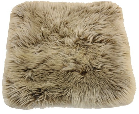 Reissner Lammfelle | DIANA-3030-CAP | Sitzauflage | Echtes Schaffell | hochwollig | Seiten eingefasst | Rückseite mit Stoff abgefüttert | quadratisch | 30x30cm Cappuccino