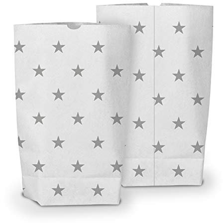 itenga 50x Geschenktüten I Papiertüten I Bodenbeutel aus Papier I Muster Sterne I Weihnachten I Geschenk I Gastgeschenk zum Füllen I 17,0x26,0 cm