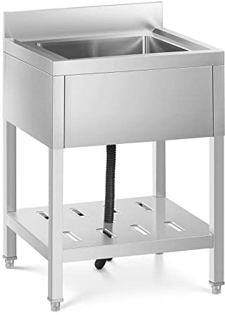 Royal Catering Lavello In Acciaio Inox Cucina Professionale Lavandino Ristorante RCSSS-60X60-S (Una vasca, 40 x 40 x 25,5 cm)