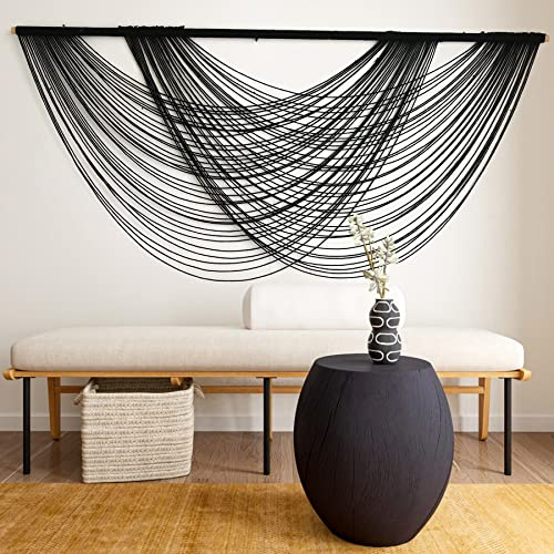Flber Macrame Wall Hanging Black Boho Wall Decor Large Boho Yarn Tapestry Living Room Bedroom Home Wall Decor 57 W x27 L