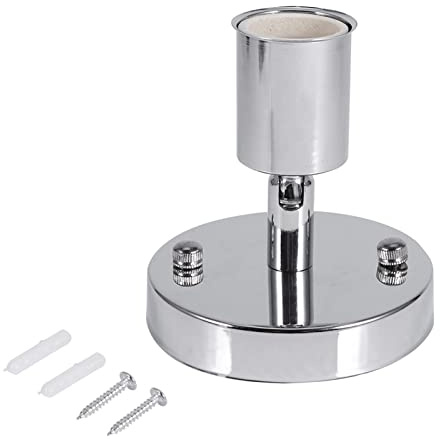 Tissting 1Pc E27 Light Socket Modern Ceiling Light Lamp Bulb Holder Socket 180° Rotating with 2 Screws for E27 Screw Type Light Bulbs Home Office Lighting(Silver)
