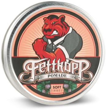FETTKOPP POMADE - Zirbeli - süßlich-holzig mittlerer Halt (medium hold) - 51g Haarwachs & Haargel Alternative Barbershop Hairstyling Herrenpomade ölbasiert Made in Germany