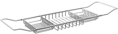 Cabilock Stainless Steel Bathtub Rack Expandable Bath Tray for Home Anti-slip Design Portable Holder for Books Magazines and Phones Resistant Bathroom Accessory