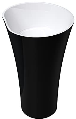 doporro freistehendes Standwaschbecken BTH: 51x51x88cm aus Mineralguss Waschtisch Waschplatz Standsäule innnen weiß+außen schwarz Col130