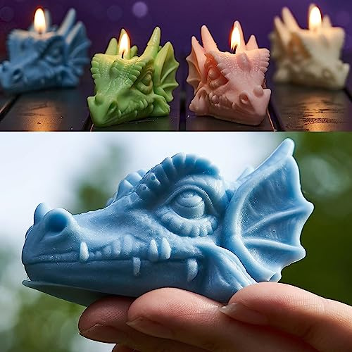 Dragon Head Cylinder Candle & Resin Mold - Resin Casting Silicone Molds for Home Decor & Candle Making Wave Spiral Mold