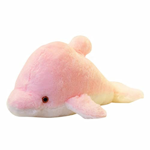 Notinzo Delphin Induktives Plüschtier leuchtet, um Sie beim Schlafen zu begleiten, mit einem Kissen, Einer Puppe auf dem Bett, einem süßen Kind, Einer Puppe und einem Mädchen Puppenhaus