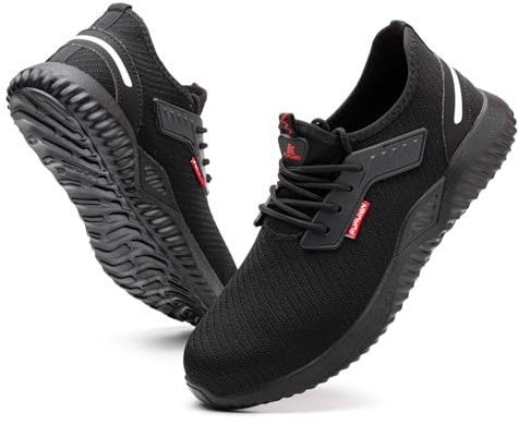 Furuian Säkerhetsskor herr lätta arbetsskor dam halkfria stålhätta skyddsskor andas sportiga sneakers