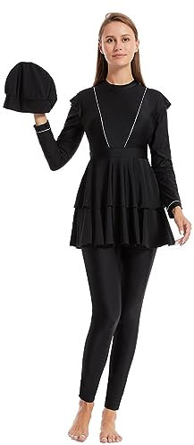 BaJooruly Women's Moderate Swimwear Swimwear Muslim Swimwear Swimming Beachwear Long Sleeve Surfing Suit (L,J3)