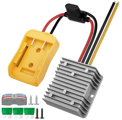 RVBOATPAT Step Down Converter for Dewalt 20V to 12V Adapter Power Wheel Battery Adapter DC 12V 20A 240W Inverter Automatic Buck Converter DC Voltage Regulator