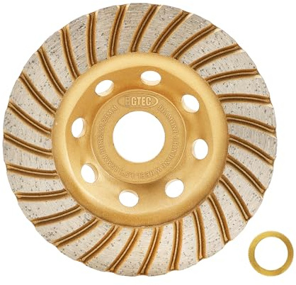 BGTEC Diamond Cup Grinding Wheel - 115mm Turbo Row Concrete Diamond Grinder Disc with 2pcs Ruducer Washers(22.23/15.875 and 22.23/20) for Grinding on Granite Marble Concrete Brick Masonry