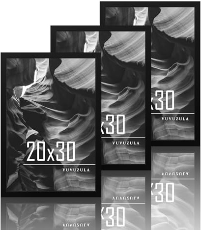 VUVUZULA Bilderrahmen 20x30cm Schwarz Holz 3er Set Holzrahmen Fotorahmen MDF Rahmen