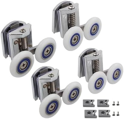 YUANQIAN Lot de 4 rouleaux de porte de douche avec double porte coulissante, 25 mm de diamètre pour verre 4-6 mm (4 set-25 mm)