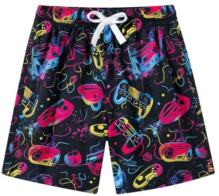 Belovecol Boys simshorts med rolig speldesign simshorts med multicolor kontrolldesign 7-8 år
