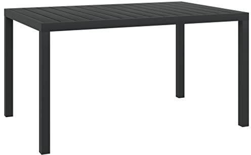 Willood Garten-Esstisch WPC Aluminium Schwarz150 x 90 x 74 cm Outdoor Garten Table Balkon