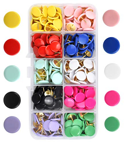 Chstarina 300 Pièces Punaise Couleur,Épingles,Carte Punaises,Push Pins tête en Plastique,Punaises Décoratives pour Carte,Map, Photos,Marquage, la Famille, Tableau D'affichage en Liège Fixer Cartes.