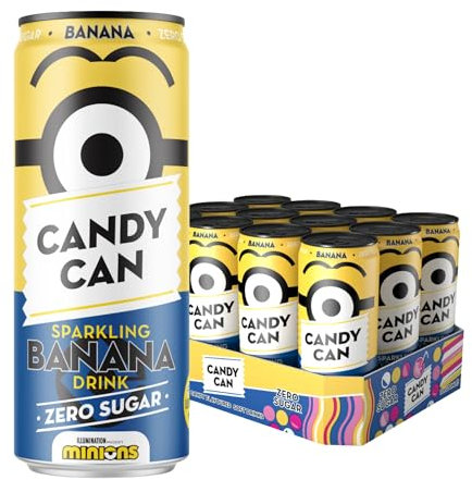 Candy Can, Minions, Banana Candy, Fizzy Drink, Nostalgic American Soda Flavours, Despicable Me, Sugar Free, Sparkling Pop Cans (12 x 330ml)