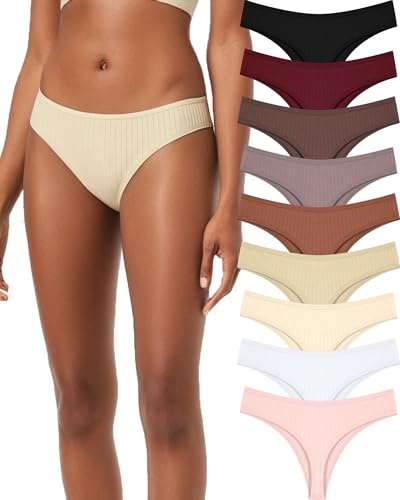 ALL OF SHE 9 Pack String Tanga Damen Baumwolle Sexy Unterwäsche Frauen Set Unterhosen Damen Slips Mehrpack Atmungsaktiv Thong Bikini Pantys S-XL