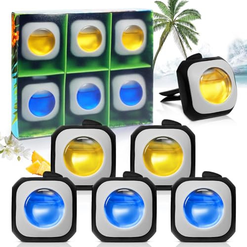 SCENTORINI Ambientador Coche, Perfume para Coche con Clip, Fragancia Selva Negra y Hawaii, Ambientador de Coche, Elimina los Olores del Perfume Durante 30 Días en Total 6 Unids