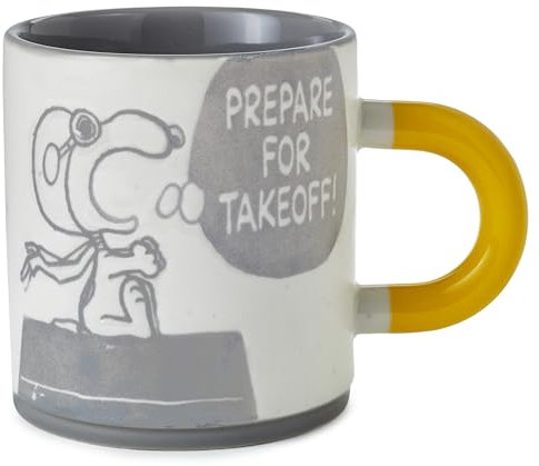 Hallmark Ceramic Mug, Peanuts Mug, Ceramic Mug, Snoopy, Grey, Yellow