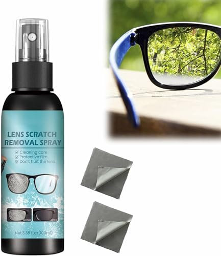 Spray de Eliminación de Arañazos de Lentes,Spray Reparador de Lentes,Líquido de Reparación de Cristales para Lentes,Líquido de Reparación de Gafas Cristales,con 1 Paño de Limpieza,100ml