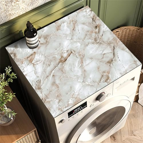 Highdi Marbre Moderne Housse de Protection pour Machine à Laver Top,Coussin de Machine à Laver Antidérapant Housse de Machine à Laver pour Machine à Laver Ou Sèche-Linge (30x40cm,Gris Clair)