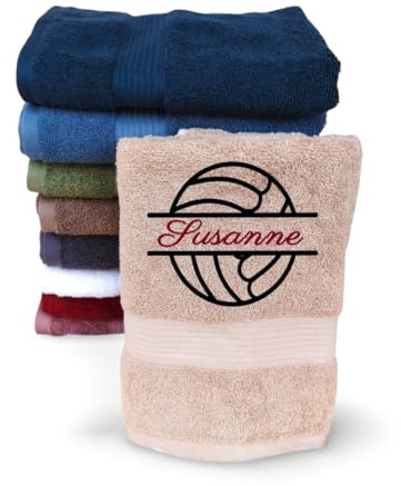 Handtuch mit Namen und Motiv Volleyball bestickt Hobby Beach-Volleyball Kinderhandtuch Geschenk Frauen Geburtstag Ball Vereins-Geschenk Duschtuch Badetuch Waschlappen Fanartikel Sportler Mannschaft