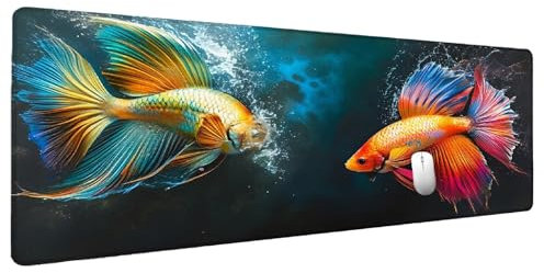 Traum Mauspad Groß Mousepad XXL 1000x500mm Fisch Mauspad Gaming Zubehör Gadgets, Desk Mat Schreibtisch Deko Schreibtischunterlage, Spezielle Oberfläche Wasserdicht Maus Pad Rutschfeste Gummibasis F-6