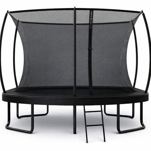 Zero Gravity Trampolin Outdoor oval, TÜV GS geprüft, Komplettset inkl. Leiter, Aufbauvideo, Outdoor Trampolin für Kinder & Erwachsene mit innenliegendem Sicherheitsnetz