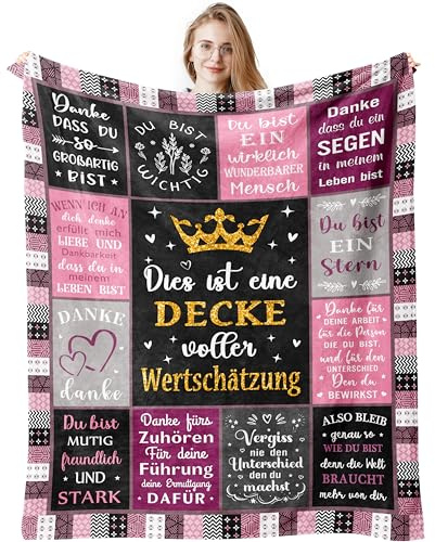 Jinmaple Dankeschön Geschenke für Frauen, Danke Geschenk, Dankeschön Geschenk, Dank Geschenke für Kollegen Erzieherin Lehrerin Hebamme, Dankeschön Geschenke Klein Decke 130x150CM