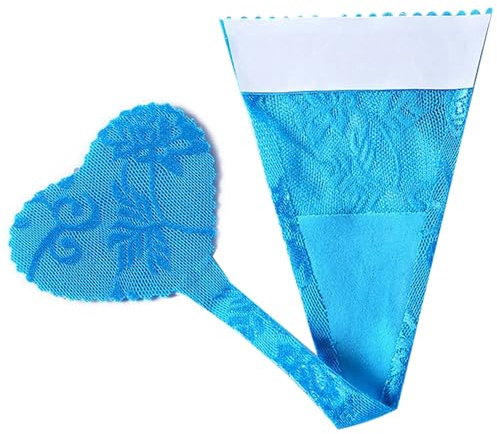 HJYZY självhäftande C-string hjärtform utan troslinje för kvinnor osynliga hjärtformade spetstrosor, Ljusblå – persikohjärta, one size