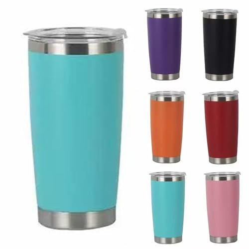 Maideduo 20oz Travel Mug for Cold Drinks, 600ml Insulated Vacuum Tumbler with Straw and Lid, Double Walled Coffee Cup Travel Mug, Stainless Steel Wine Tumbler for Ice Coffee, Cocktail (Blue)