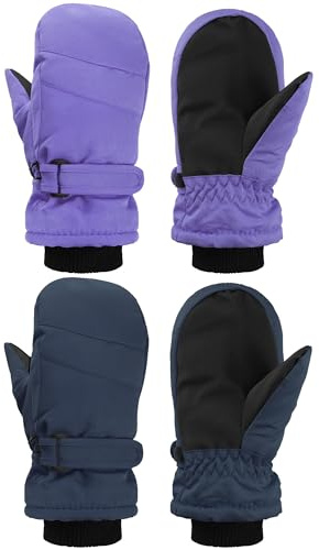 SATINIOR Kids Snow Mittens Ski Gloves Basic 8-12Y 2 Pairs 2Color