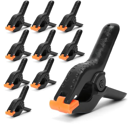 ECY Spring Clamps Heavy Duty 4.5 Inch 10 Pack - Plastic Rust Proof Clamps with Non-Slip Pads for Backdrop, Crafts, Woodworking, Photography | Multipurpose Holders for Tarps, Pool Covers & Gluing