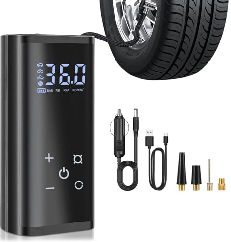 Compresor de aire ligero de 120 PSI, recargable, portátil, fácil de transportar para bicicletas, coches, motocicletas y bolas, bicicletas eléctricas
