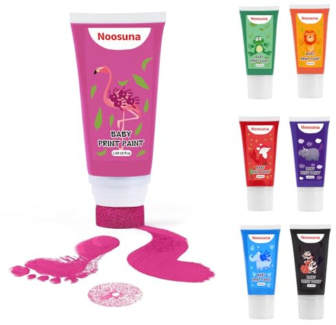 Noosuna Baby Hand and Footprint Paint with Sponge Head, 1.69 fl oz, Pink