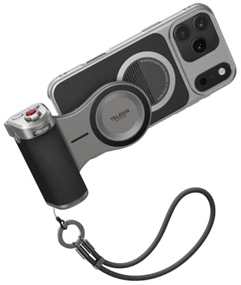 TELESIN Master Grip Magnetischer Kameragriff für MagSafe-kompatible iPhones & Android, 3200mAh Akku, Kabelloses Laden, DSLR-ähnliches Griffgefühl, 1/4-Gewinde, Set mit iPhone 17 Pro Max Hülle