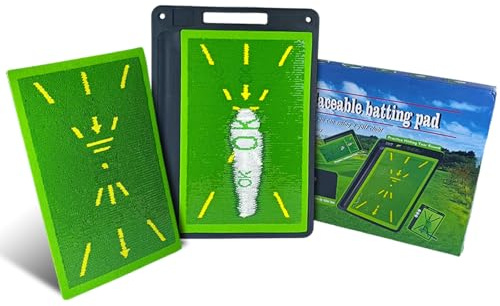 Golf Training Mat, 2-In-1 Replaceable Practice & Strike Matt, 44cm*31cm Golf Track Mat| Analyzes Swing Path & Corrects Hitting Posture | Non-Slip Rubber Backing Design | Gift for Golfers