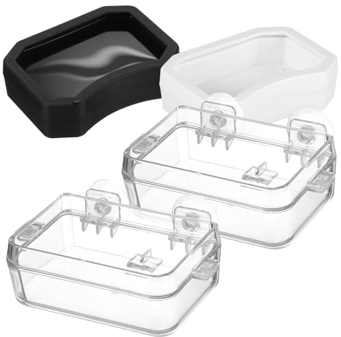 FIXOSHEE Reptilien Fluchtnapf Futter Und Wasserschale Aus Lebensmittelechtem Abs Transparent Und Ausbruchsicher Für Terrarientiere Wie Chamäleon Und Bartagamen